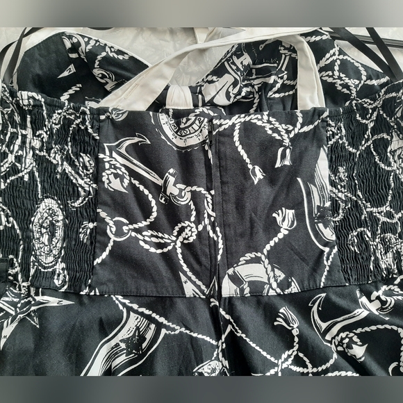 Hell Bunny nautical sailor anchor swing dress black and cream L - Picture 11 of 14